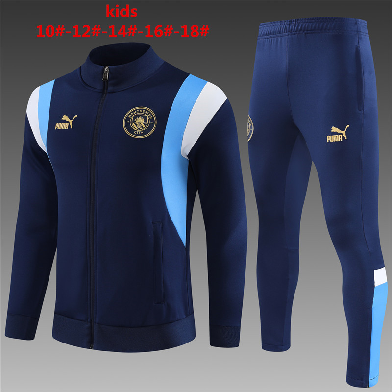 Manchester City 23-24 Kids Jacket Training Tracksuit - Royal Blue